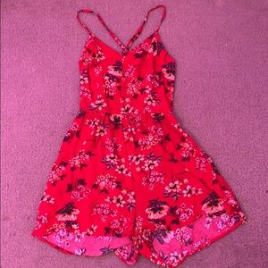 Red Floral Romper